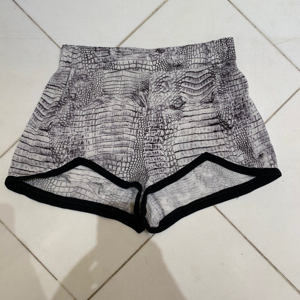 Black & White Snake Print Soft Flowy Shorts